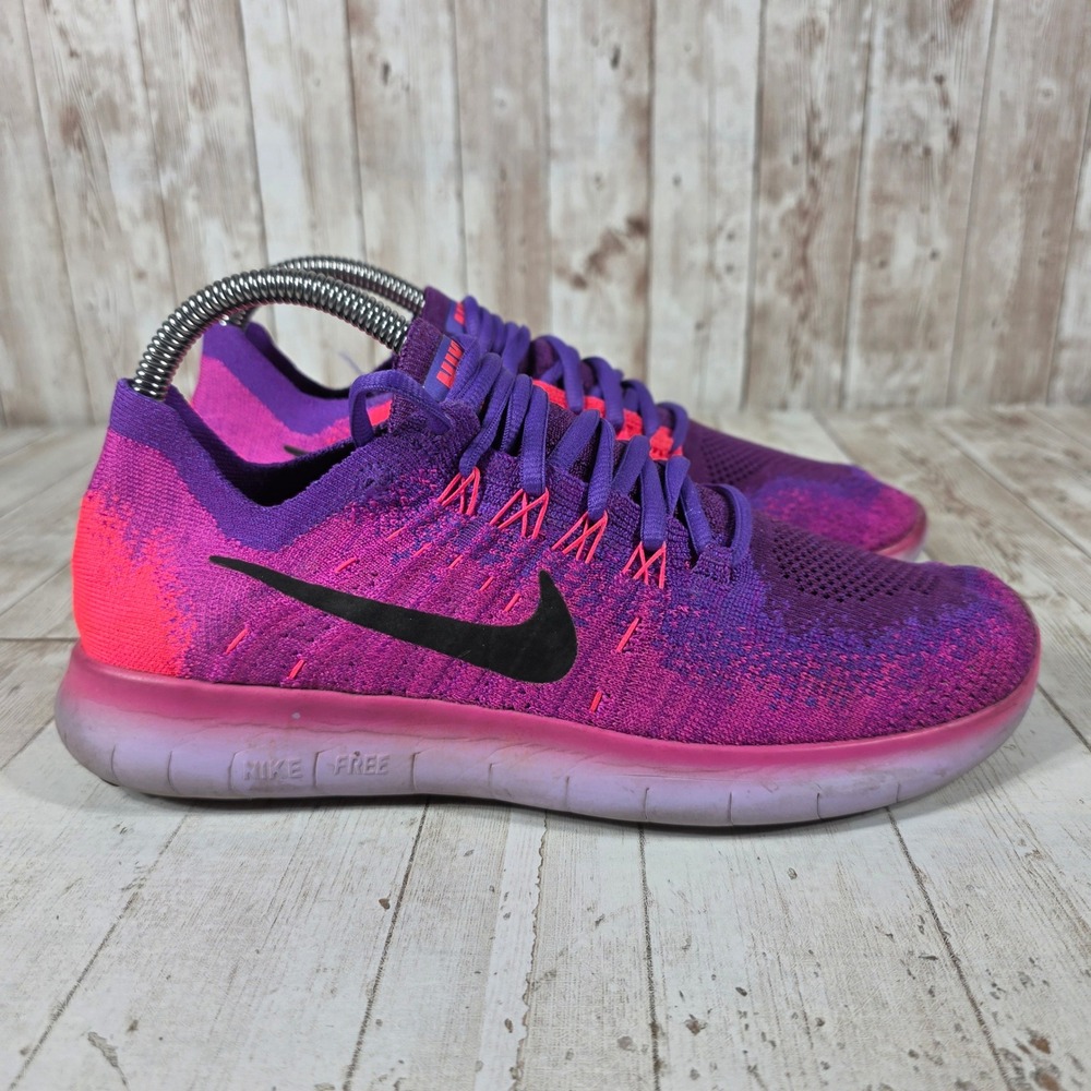 Nike Free RN Flyknit 2017 Womens 8 Hyper Violet Bright Mango 880844-600